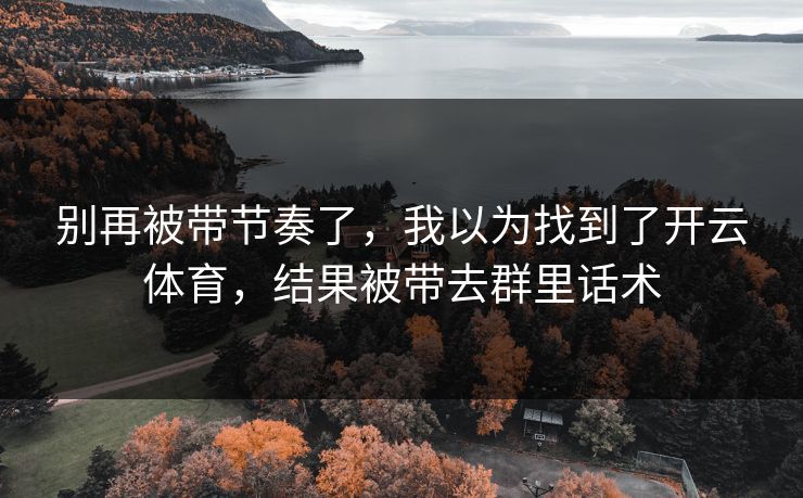 别再被带节奏了，我以为找到了开云体育，结果被带去群里话术