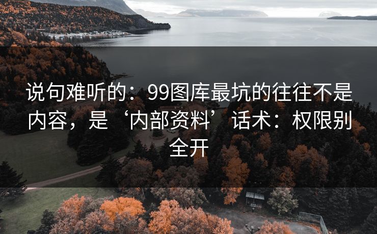 说句难听的：99图库最坑的往往不是内容，是‘内部资料’话术：权限别全开