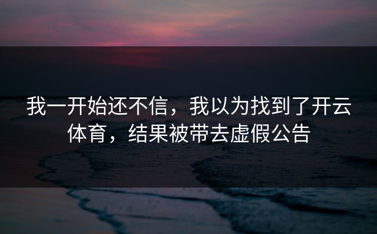 我一开始还不信，我以为找到了开云体育，结果被带去虚假公告