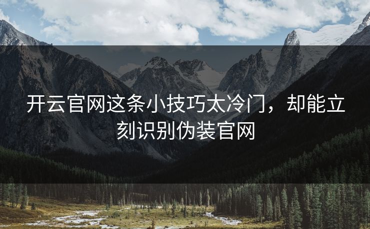 开云官网这条小技巧太冷门，却能立刻识别伪装官网
